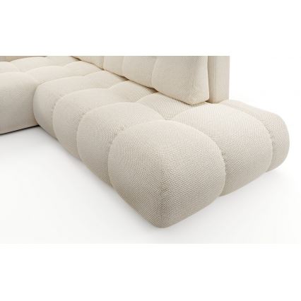 Conjunto de salón esquinero tapizado en forma de L plegable con espacio de almacenamiento ALMADA izquierda beige claro