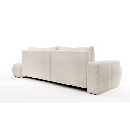 Conjunto de salón esquinero tapizado en forma de L plegable con espacio de almacenamiento ALMADA izquierda beige claro