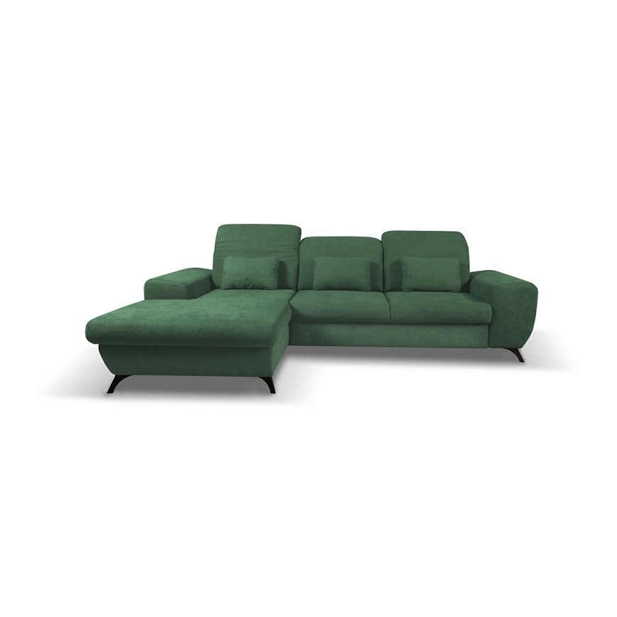 Conjunto de salón esquinero tapizado en forma de L plegable con espacio de almacenamiento ALTA izquierda Verde