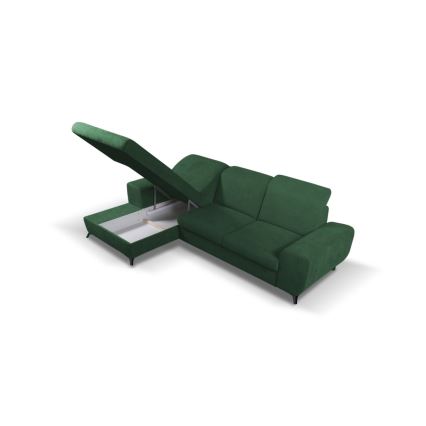 Conjunto de salón esquinero tapizado en forma de L plegable con espacio de almacenamiento ALTA izquierda Verde