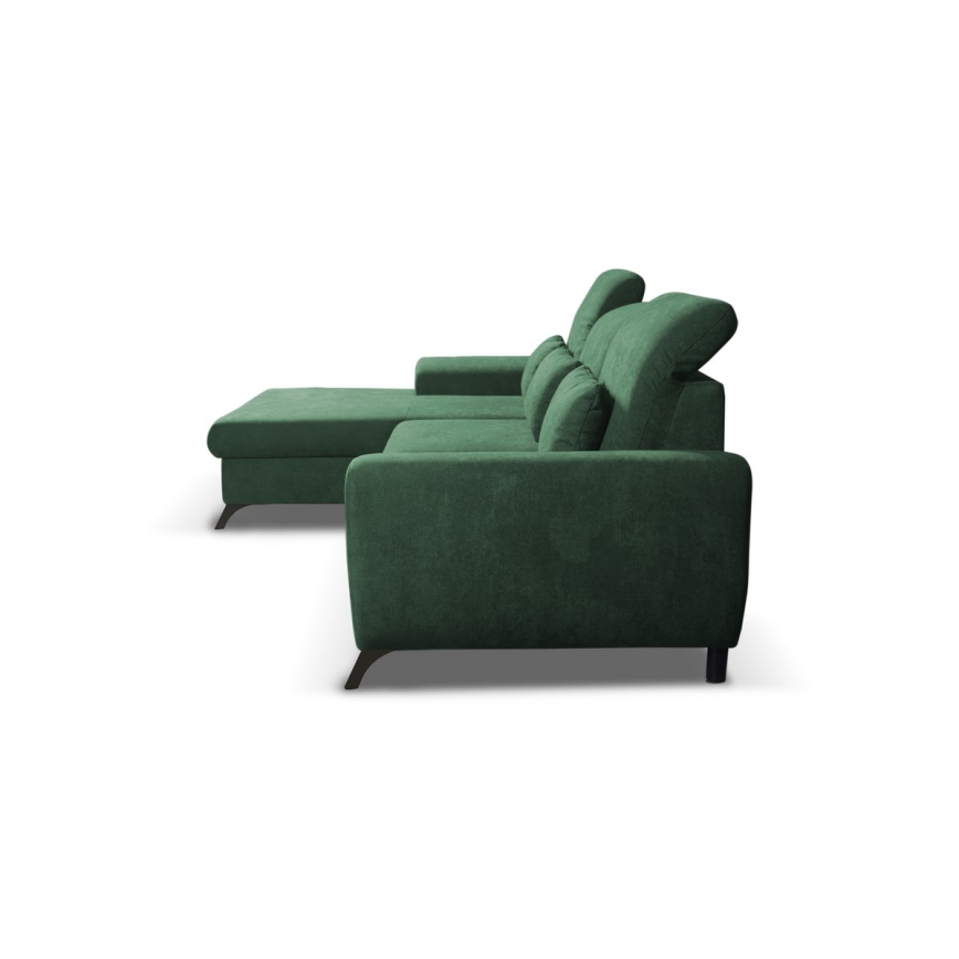 Conjunto de salón esquinero tapizado en forma de L plegable con espacio de almacenamiento ALTA izquierda Verde
