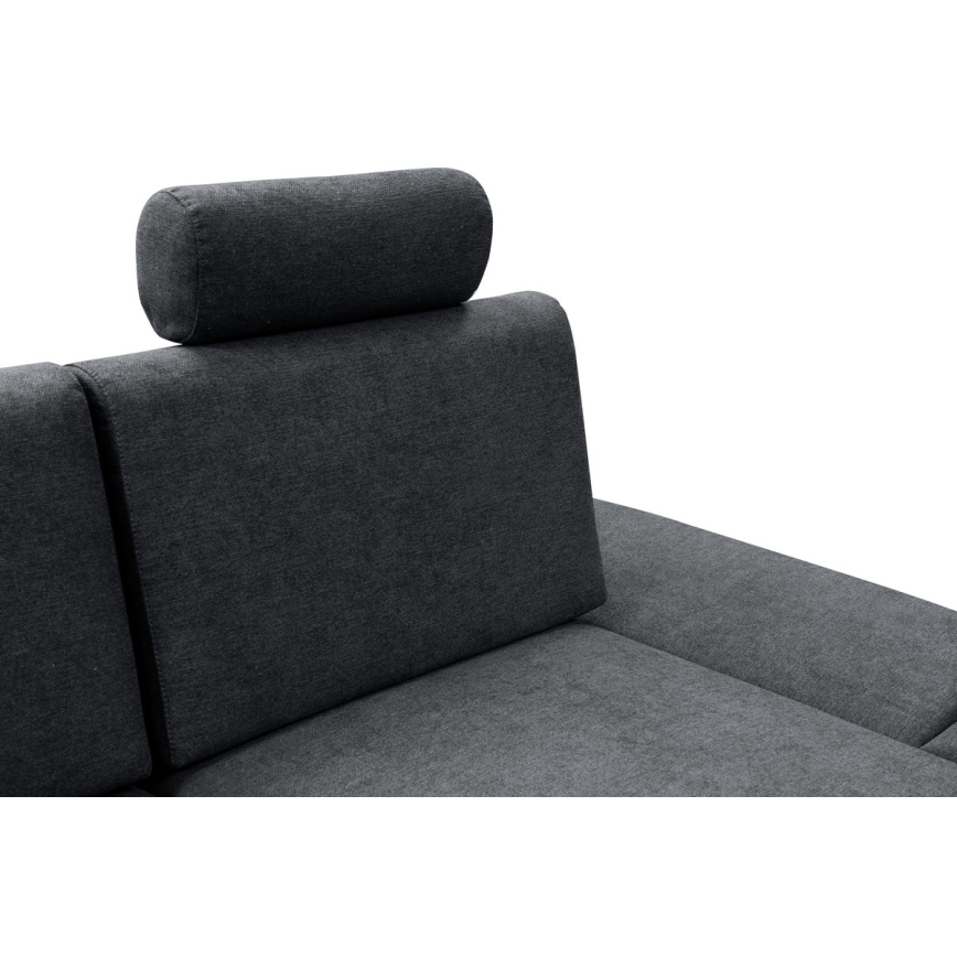 Conjunto de salón esquinero tapizado en forma de L plegable con espacio de almacenamiento AVESTA derecho antracita