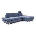 Conjunto de salón esquinero tapizado en forma de L plegable con espacio de almacenamiento AVESTA derecho azul
