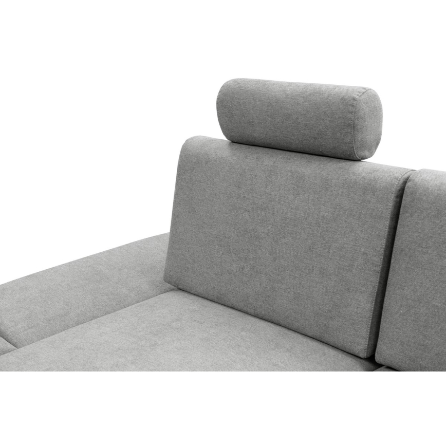 Conjunto de salón esquinero tapizado en forma de L plegable con espacio de almacenamiento AVESTA izquierda gris