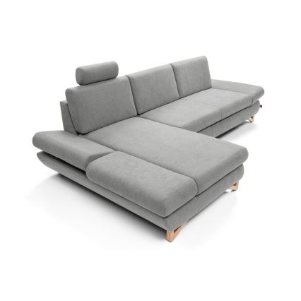 Conjunto de salón esquinero tapizado en forma de L plegable con espacio de almacenamiento AVESTA izquierda gris