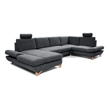 Conjunto de salón esquinero tapizado en forma de U plegable con espacio de almacenamiento AVESTA antracita