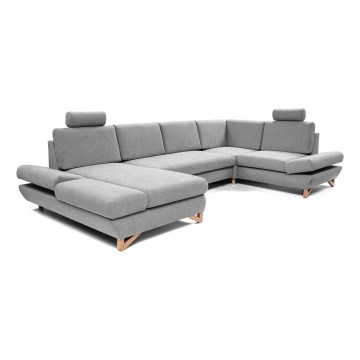 Conjunto de salón esquinero tapizado en forma de U plegable con espacio de almacenamiento AVESTA gris