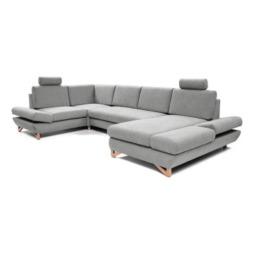 Conjunto de salón esquinero tapizado en forma de U plegable con espacio de almacenamiento AVESTA gris