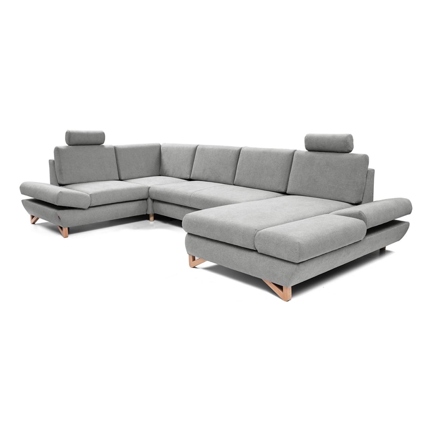 Conjunto de salón esquinero tapizado en forma de U plegable con espacio de almacenamiento AVESTA izquierda gris