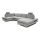 Conjunto de salón esquinero tapizado en forma de U plegable con espacio de almacenamiento AVESTA izquierda gris
