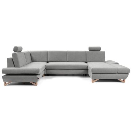 Conjunto de salón esquinero tapizado en forma de U plegable con espacio de almacenamiento AVESTA izquierda gris