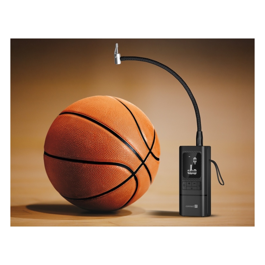 CONNECT IT CFF-4500-BK - Compresor digital de bolsillo AirFlow 80W/6000 mAh negro