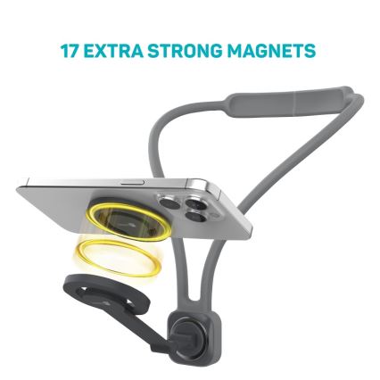 CONNECT IT CFF-6020-GY - Soporte magnético flexible para teléfono para llevar al cuello, compatible con MagSafe