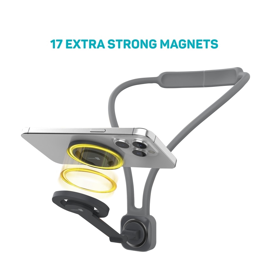 CONNECT IT CFF-6020-GY - Soporte magnético flexible para teléfono para llevar al cuello, compatible con MagSafe