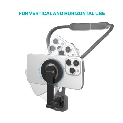 CONNECT IT CFF-6020-GY - Soporte magnético flexible para teléfono para llevar al cuello, compatible con MagSafe