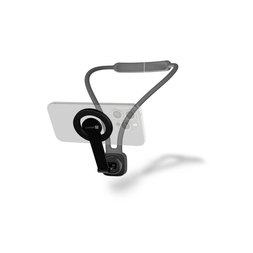 CONNECT IT CFF-6020-GY - Soporte magnético flexible para teléfono para llevar al cuello, compatible con MagSafe