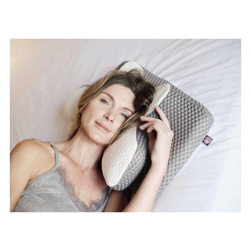 CONNECT IT CFH-6031-WH - Almohada anatómica Lyra blanco/gris
