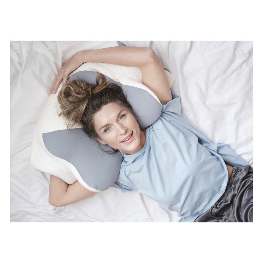 CONNECT IT CFH-6032-WH - Almohada anatómica Gemini blanco/gris