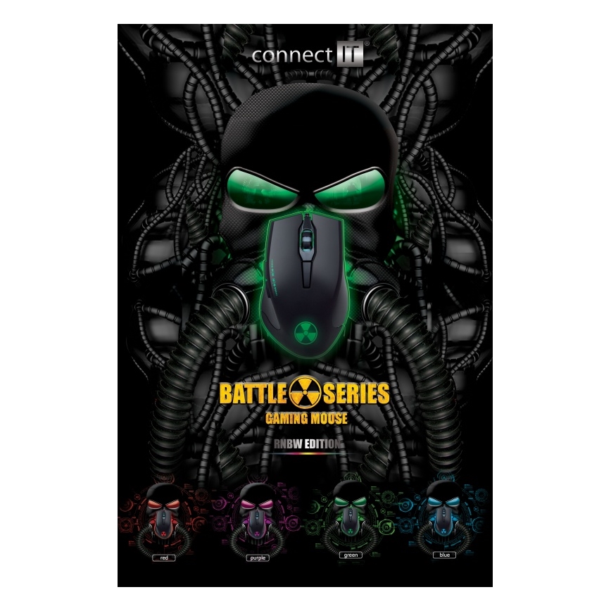 CONNECT IT CI-1128 - LED Ratón gaming con cable 1000/1200/1600/3200 DPI negro