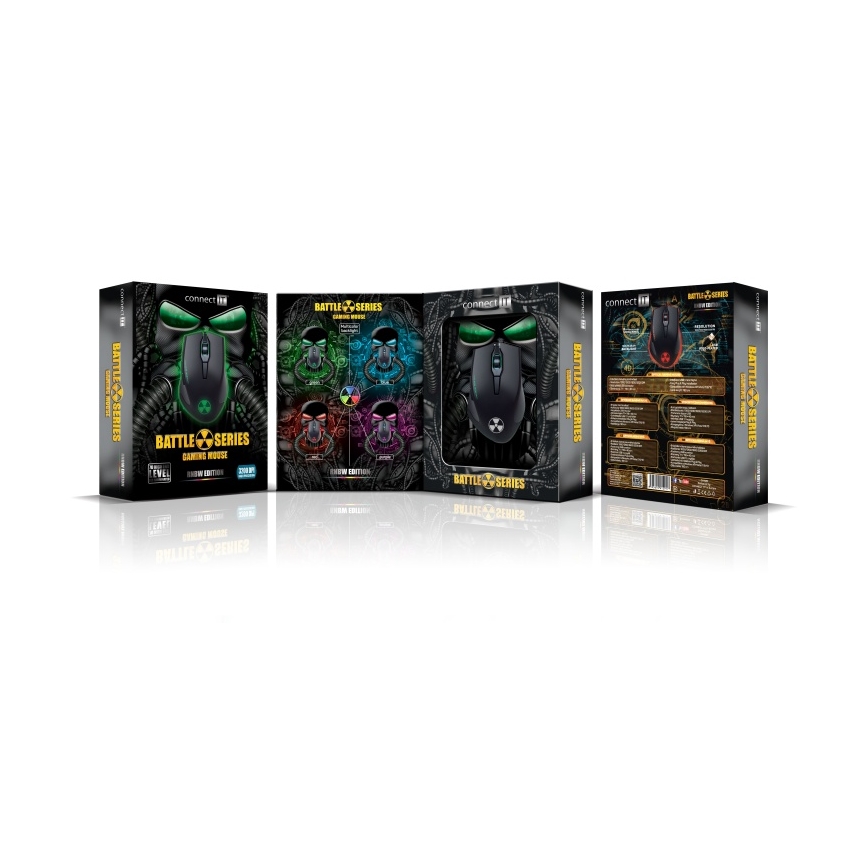 CONNECT IT CI-1128 - LED Ratón gaming con cable 1000/1200/1600/3200 DPI negro