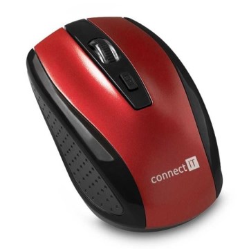 CONNECT IT CI-1224 - Ratón inalámbrico 800/1200/1600 DPI, 2x AAA, negro/rojo