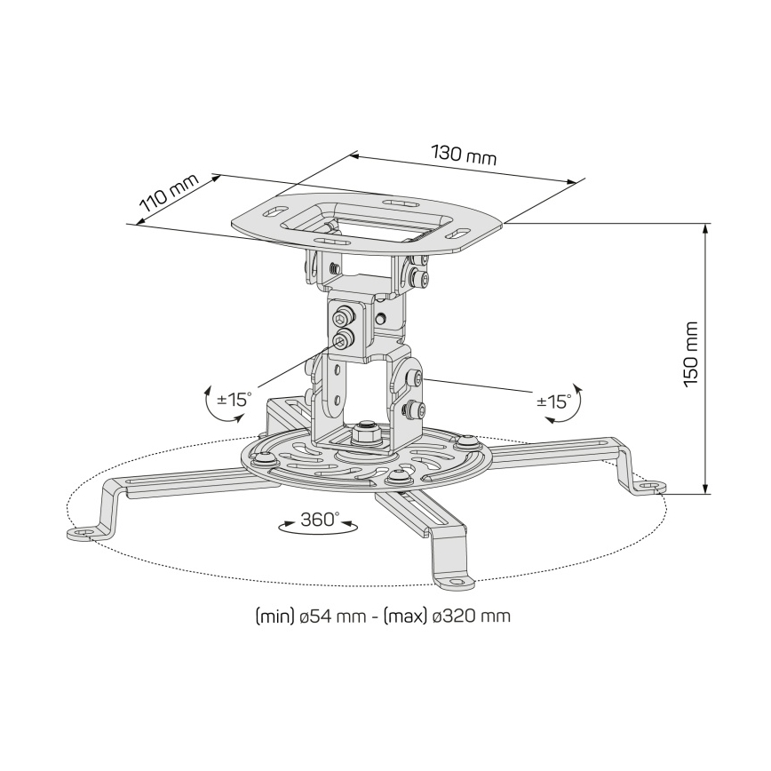CONNECT IT CMF-6020-BK - Soporte de proyector para techo negro