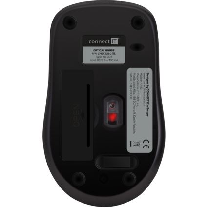 CONNECT IT CMO-2230-BL - Ratón inalámbrico silencioso MUTE 1200 DPI 1xAA negro/azul