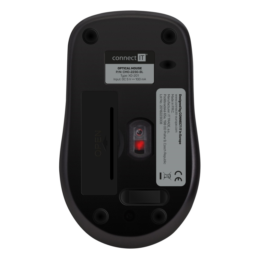 CONNECT IT CMO-2230-BL - Ratón inalámbrico silencioso MUTE 1200 DPI 1xAA negro/azul