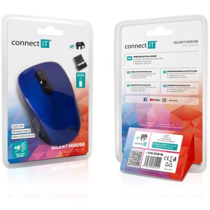 CONNECT IT CMO-2230-BL - Ratón inalámbrico silencioso MUTE 1200 DPI 1xAA negro/azul