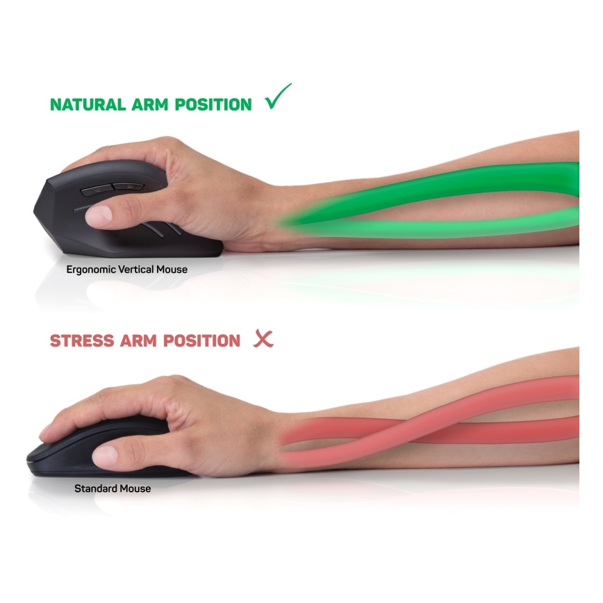 CONNECT IT CMO-2500-BK - Ratón ergonómico alámbrico Verti Wire 1000/1600 DPI negro