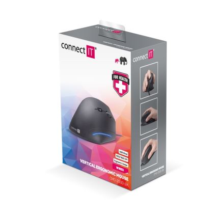 CONNECT IT CMO-2500-BK - Ratón ergonómico alámbrico Verti Wire 1000/1600 DPI negro