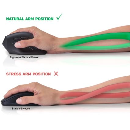 CONNECT IT CMO-2510-BK - Ratón inalámbrico ergonómico Verti Wireless 800/1200/1600 DPI 2x AAA negro