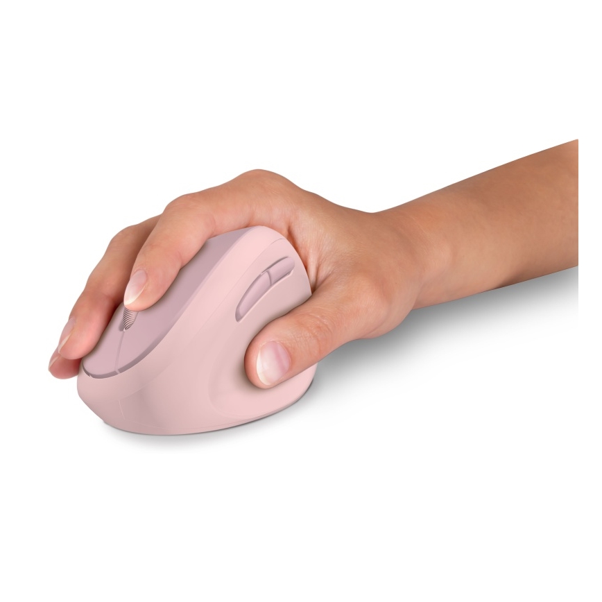 CONNECT IT CMO-2600-PK - Ratón inalámbrico ergonómico 800/1200/1600 DPI, 1 pila AA, color rosa