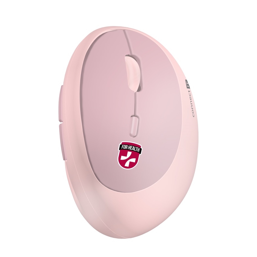 CONNECT IT CMO-2600-PK - Ratón inalámbrico ergonómico 800/1200/1600 DPI, 1 pila AA, color rosa