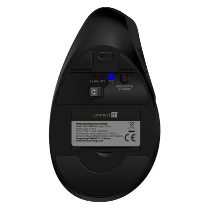 CONNECT IT CMO-2880-BK - Ratón inalámbrico ergonómico Verti TriMode 1000/1600/2400 DPI 2xAAA negro