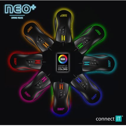 CONNECT IT CMO-3591-BK - LED RGB Ratón gaming con cable 500-7200 DPI negro