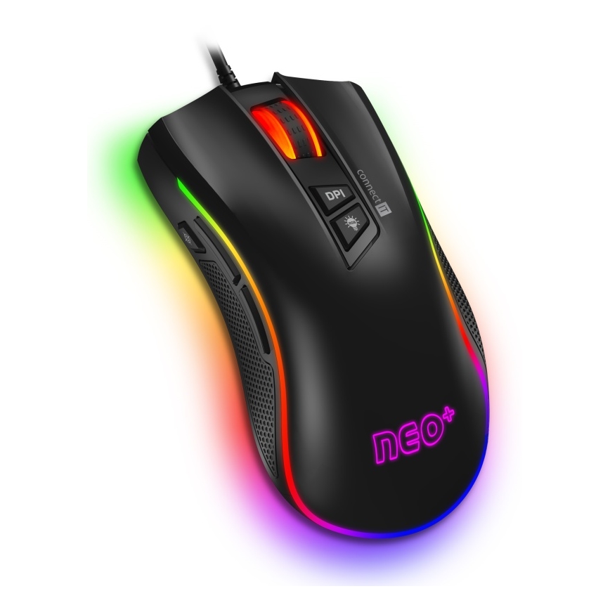 CONNECT IT CMO-3591-BK - LED RGB Ratón gaming con cable 500-7200 DPI negro