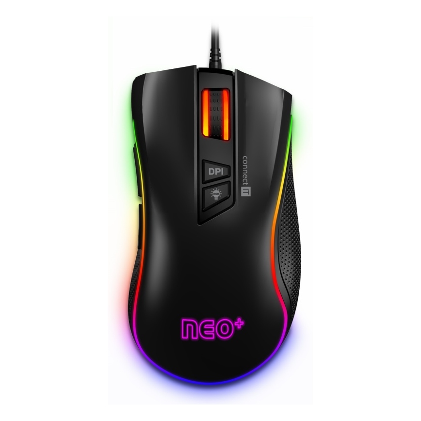 CONNECT IT CMO-3591-BK - LED RGB Ratón gaming con cable 500-7200 DPI negro
