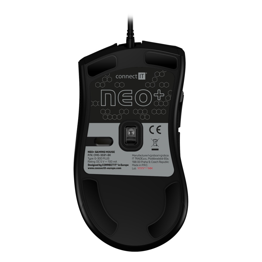 CONNECT IT CMO-3591-BK - LED RGB Ratón gaming con cable 500-7200 DPI negro