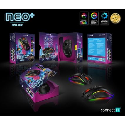 CONNECT IT CMO-3591-BK - LED RGB Ratón gaming con cable 500-7200 DPI negro