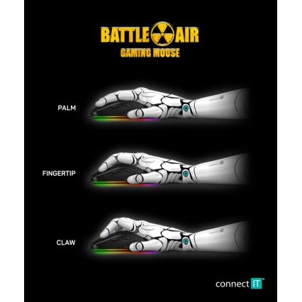 CONNECT IT CMO-5511-BK - LED RGB Ratón gaming con cable 200-12800 DPI negro