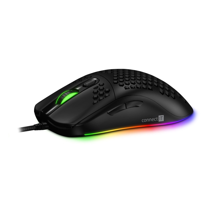 CONNECT IT CMO-5511-BK - LED RGB Ratón gaming con cable 200-12800 DPI negro