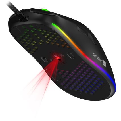 CONNECT IT CMO-5511-BK - LED RGB Ratón gaming con cable 200-12800 DPI negro