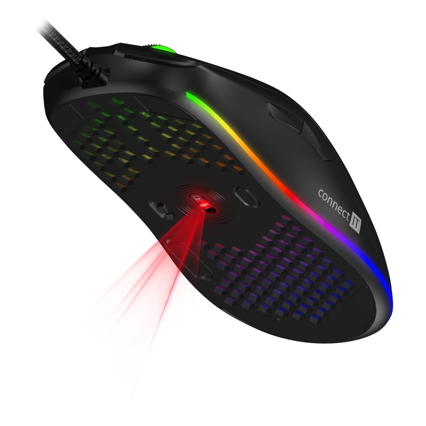 CONNECT IT CMO-5511-BK - LED RGB Ratón gaming con cable 200-12800 DPI negro