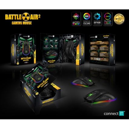 CONNECT IT CMO-5511-BK - LED RGB Ratón gaming con cable 200-12800 DPI negro