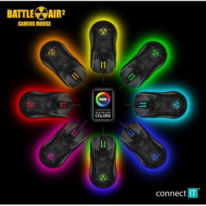 CONNECT IT CMO-5511-BK - Ratón gaming con cable LED RGB 200-12800 DPI negro