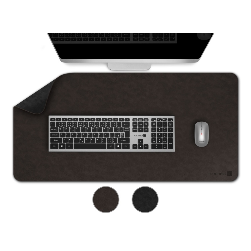 CONNECT IT CMP-4030-LG - Alfombrilla reversible para teclado y ratón 90x40 cm negra/marrón