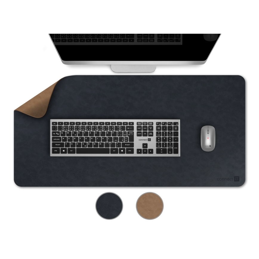 CONNECT IT CMP-4040-LG - Alfombrilla reversible para teclado y ratón 90x40 cm azul/marrón