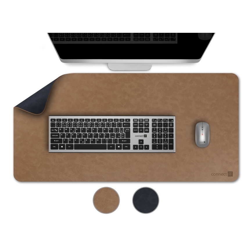 CONNECT IT CMP-4040-LG - Alfombrilla reversible para teclado y ratón 90x40 cm azul/marrón