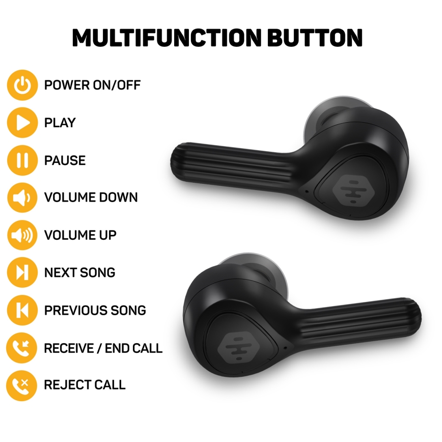 CONNECT IT HEP-5300-BK - Audífonos inalámbricos con un micrófono 300 mAh + 2x 35 mAh negro
